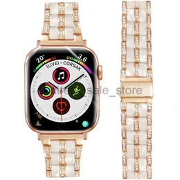 Adequado para pulseira de relógio Apple 42mm 38mm 40mm 41mm 44mm 45mm 49mm iwatch 6 5 4 3 2 pulseira com cinco contas de resina de metal pulseira de relógio iWatch8-1 geração SE pulseira de relógio
