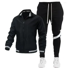 Herren-Trainingsanzüge, 2024 Frühlings- und Herbstsaison, Straßenlaufsport, Trend, modische Freizeitjacke, gespleißter Druck, Langarm-Set