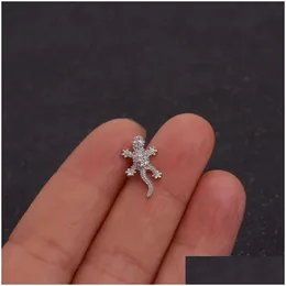 Charm 1 Stück CZ Tier Gecko Knorpel Ohrring Eidechse Reptil Helix Ohrstecker Ohrpiercing Schmuck Tragus Conch Schraube zurück Drop Lieferung Earri Dhhwe