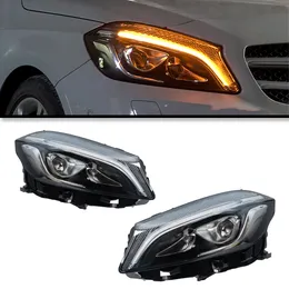 LED-huvudljus för Benz W176 2013-20 18 A45 A180 A200 LED-linsblått DRL-flödes Turn Signalhuvudlampmontering