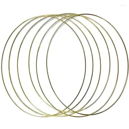 Dekoratif Çiçekler Metal Çiçek Çember Çelenk Duvar Asma zanaat ve DIY Düğün Deco-Gold Ring için MacRame Yüzükleri 6 PCS