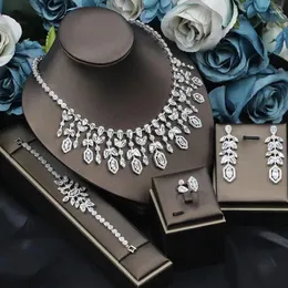 Necklace Earrings Set Zircon Bridal Jewelry Fashion Dinner Dress Accessories 4-piece