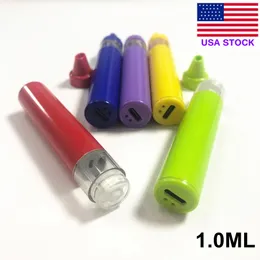 USA STOCK Penna Vape ricaricabile usa e getta 1 ml Pod Diamond View Window Sigarette elettroniche 350 mAh Batteria vuota da un grammo Penne vaporizzatore Cartuccia LOGO OEM 200 pz / lotto