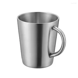 Tumblers Double Layer Thick Heat Insulation With Handle Beer Mug Household Anti Fall Prevent Scalding Water Cup Stainless Steel Durable