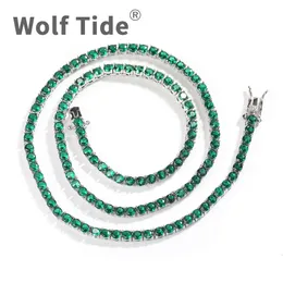 300 Hip Hop Cute Green Tennis Chain Cubic Zirconia Choker Necklace Bling Vintage Bling Ball Gemstone Necklaces Mens And Womens Fashion Trendy Bijoux Jewelry Collar