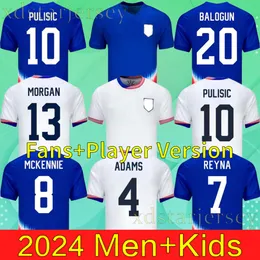 PULISIC MCKENNIE USA Soccer Jerseys 2024 Copa America MUSAH ADAMS ERTZ ALTIDORE PRESS WOOD MORGAN LLOYD 22 23 Football Shirt Camisetas USMNT Men Woman Kids Uniform