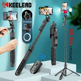 L16 1530mm Wireless Selfie Stick Tripod Stand Foldbar Monopod för GoPro Action Cameras smartphones Balance Steady Shooting Live 240322