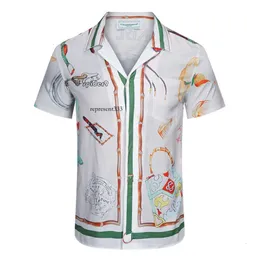 Casa Blanca Shirts Horsehead Print Short Sleeved Floral Shirt 재킷, 캐주얼 하이 엔드 탑, 여름이있는 크라우드 소싱 디자인