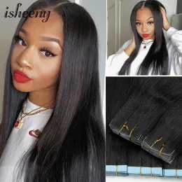 Extensions Light Yaki Tape Hair Extensions 12 "24" Seamless Ingect Tape in Human Hair Natural Color Yaki Straight Virgin Hair