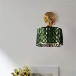 벽 램프 고급 녹색 유리 베드룸 욕실 거울 조명 스위치 구리 스캔 조명 루미나 리아 LED