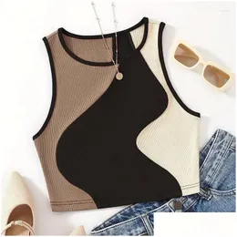 Womens Tanks Camis Aesthetic Vintage Sleeveless Tank Top Y Streetwear Graphic Women Ribbed Vest 2000S Emo Girl Crop Y2K Style Summer D Otfrl