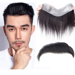 Toupees Toupees Men Toupee Tound Skin Pu v Loop Передние системы замены волос 6 дюймов remy haliece men 1b color v frontal toupee