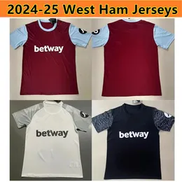 Новые футбольные майки West Hams 2024 2025 Final Praha BOWEN RICE SCAMACCA, мужские футбольные майки BENRAHMA ANTONIO FORNALS LANZINI PAQUETA, третья майка дома на выезде