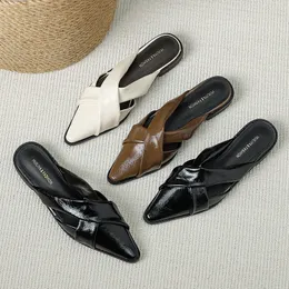 Mingman Women's Shoes Sandaler F868-2 spetsiga tofflor för kvinnor som bär sommarens ytterkläder Sandaler Halva tofflor Lazy Mueller tofflor Tjocka klackar
