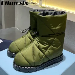 ブーツEilmosix New Elastic Band Winter Boots Woman Waterproof Snow Boots Women Round Toe Winter Warm Boots Winter Boots Woman