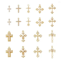 Anhänger Halsketten Pandahall 18 stücke Strass Kreuz mit Stern Legierung Anhänger Licht Gold Farbe Kronleuchter Component Link Charme Für Schmuck