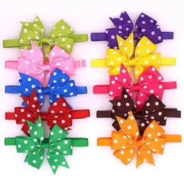 60X Cute Polka Dots Pet Puppy Dog Cat Bowtie Adjustable Ribbon Collars Bow ties Accessories Grooming Supplies 240314