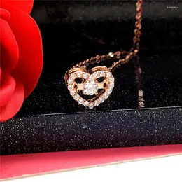 Naszyjniki wiszące Rosjan 585 Purple złota miłość dynamiczna lśniąca światło luksusowy projekt mody czuj się plisowany łańcuch zestawu róży róży