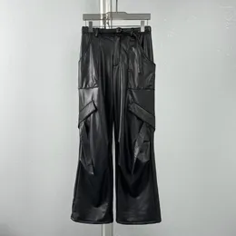 Women's Pants 2024 Early Fall Artificial Leather Wide Ben Overalls 0905