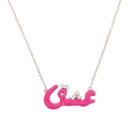 Chains 2024 Summer Fashion Jewelry Arabic Words Love Letter Pendant Colorful Pink Blue Neon Enamel Alphabet Necklaces Selling