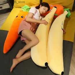 Plush Dolls 90cm/110cm cartoon fruit smile carrot banana plush toy soft filling animal flamingo pillow doll boyfriend pillow gift Q240322