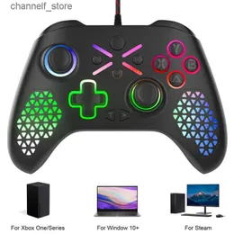 Controladores de jogo Joysticks RGB LED colorido jogo de PC para janela Gamepad 6-Asix Turbo Control Controller Video Gaming ConsoleY240322