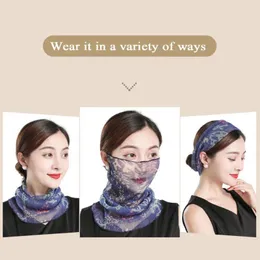 Шарфы многофункциональный шифоновый шарф модный анти-UV Маска из тюля сетка маленькая шелковая печь для шеи с трудом.