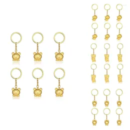 Dekoratif Figürinler 6pcs Tiger Keychain 2024 Yıl Altın Kolye Çin Hediyesi Zodyak Nimet Hatıra Süslemesi