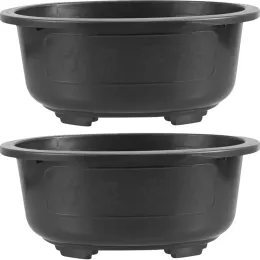 Planters 2 Pcs Flower Container Pot Window Box Planter Pots Indoor Plants Succulent Rustic Farmhouse Round Bonsai Large Plastic