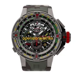 Swiss Luxury Wristwatches Richardmills Automatic Watches Richardmillsr RM60 Flyback Automatic 50mm Titanium Mens Strap Watch RM60-01 HBM1