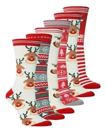 Świąteczne pończocha środkowe skarpetki Halloweenowe Socki Big Children Bawełniane łosie Snowflake Xmas Tree Printed Hosiery Nowość Long Sock8633085