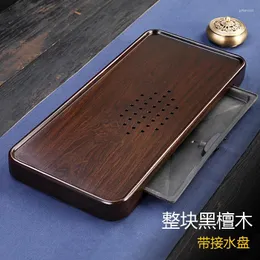 Tea Trays With Water Tray Block Solid Wood Ebony Rosewood Log High-grade Living Room Travel Gift Table