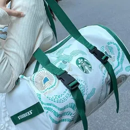 2024 NOWOŚĆ Starbucks Designer Fashion Outdoor Travel TOTE TOTE Sports Fitness Joga Duża pojemność kobiet Biała zielona torba na płótnie