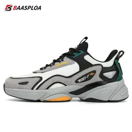 Baasploa Men Casual Sneakers Leather Waterproof Walking Shoes for Nonslip Outdoor Comfort Male 240318
