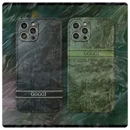 Högkvalitativ designer Telefonfodral Forest Fashion för iPhone 15 14 Pro Max 13 Pro12 11 Case Max Plus Green Black Letter G iPhone Case