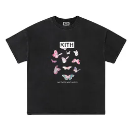 2024 SS Kith T Рубашки Мужские дизайнерская футболка для бабочки с бабочкой печатные модные футболки графики