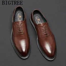 Shoes Leather Shoes Men Formal Elegant Men Shoes Oxford Brown Dress Italian Brand Office Shoes Men Classic Evening Dress Buty Meskie