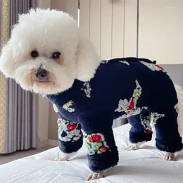 Hundkläder husdjur jumpsuit varm ull vintervalpkläder skyddar magen overaller med koppel pyjamas för små hundar chihuahua poodle coat