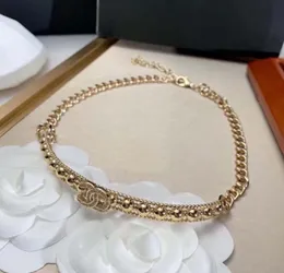 디자이너 18K 골드 도금 C- 글레터 Chokers 목걸이 체인 체인 Crysatal Rhinestone 브랜드 웨딩 파티 쥬얼리 커플 선물