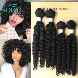 Pack Pack Funmi Curly Hair Weaves Hair Weaving Bundles Black Color SOKU Synthetic Wigs With For Black Women Hair Wave 4 Bundles