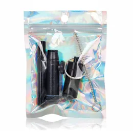 Tobacco Snuff Snorter Kit Snuff Aluminum Storage Stash Jar Herb Pill Box Sniffer Tube Straws Container with Brush tool