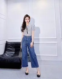 Chan CC 2024 Wysokiej jakości dżinsowe dżinsy Designerskie ubrania kobiety proste dżinsy płomienne legginsy szerokokadłubowe spodnie jogi