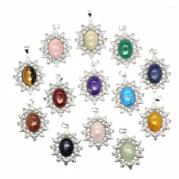 Kolye Kolyeleri İyileştirici Oval Doğal Taş Kolyeler Beyaz Sarı Agates Cabochon Retro Charm Reiki Kuvars Kristal Takı Kadınlar Kız