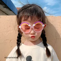 2 pçs moda luxo designer arco-íris crianças óculos de sol 2020 novo bebê dos desenhos animados bonito menina óculos de sol anti ultravioleta