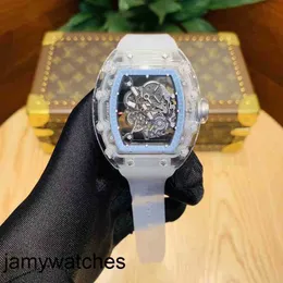 Mens Automatic Mechanical Watch RicharsMill Transparent Technology Crystal Snow Glazed Hollowed Out Luminous Waterproof Tide