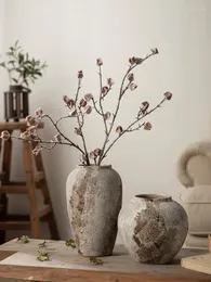 Vases Hydroponic Flower Arranging Ceramic Vase Mottled Retro Chinese Pottery Jars Decorative Decorations For Living Room TV Cabinets