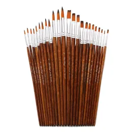 12 pezzi Set di pennelli per pittura in nylon per capelli Penna con manico in legno retrò Pennelli per pittura acrilica a olio per acquerello fai da te Art Supply 240320