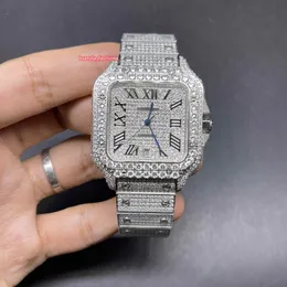 Męski zbiornik Diamond Hip Hop Diamond Watches Najnowsze stal ze stali nierdzewnej W pełni automatyczne mechaniczne zegarki sportowe276e