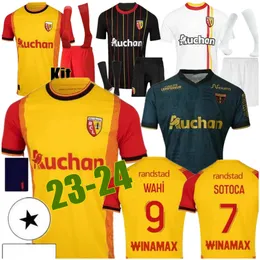 23 24 maillot Lens RC camisas de futebol GANAGO GRADIT FORTES CAHUZAC PEREZ DIOUF LENS MAURICIO KAKUTA Equipamento jersey ADULTO KIDS kit meias conjuntos completos camisas de futebol