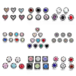 12 mm Snap Button Buinry Uroki Bracelets Crystal Flower Heart 12 mm Snap Buttons do kolczyki Bransoletka